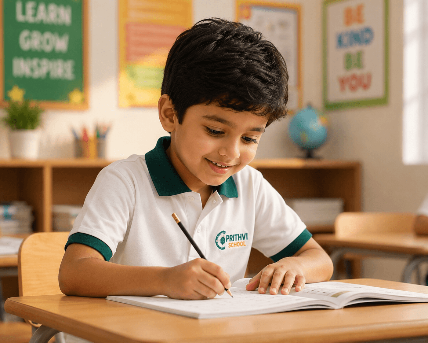 Student writing in notebook